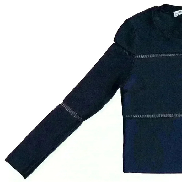 Zara Women’s Premium Denim Collection Knit Mesh Cut Out Sweater Black Size S - Picture 5 of 9